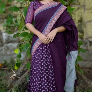 পিওর কটন ম্যাটেরিয়াল ১৪ হাতের শাড়ি