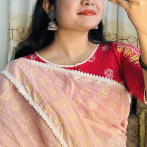  প্রিমিয়াম কোয়ালিটি পিওর কটন শাড়ি সুতি শাড়ি ()